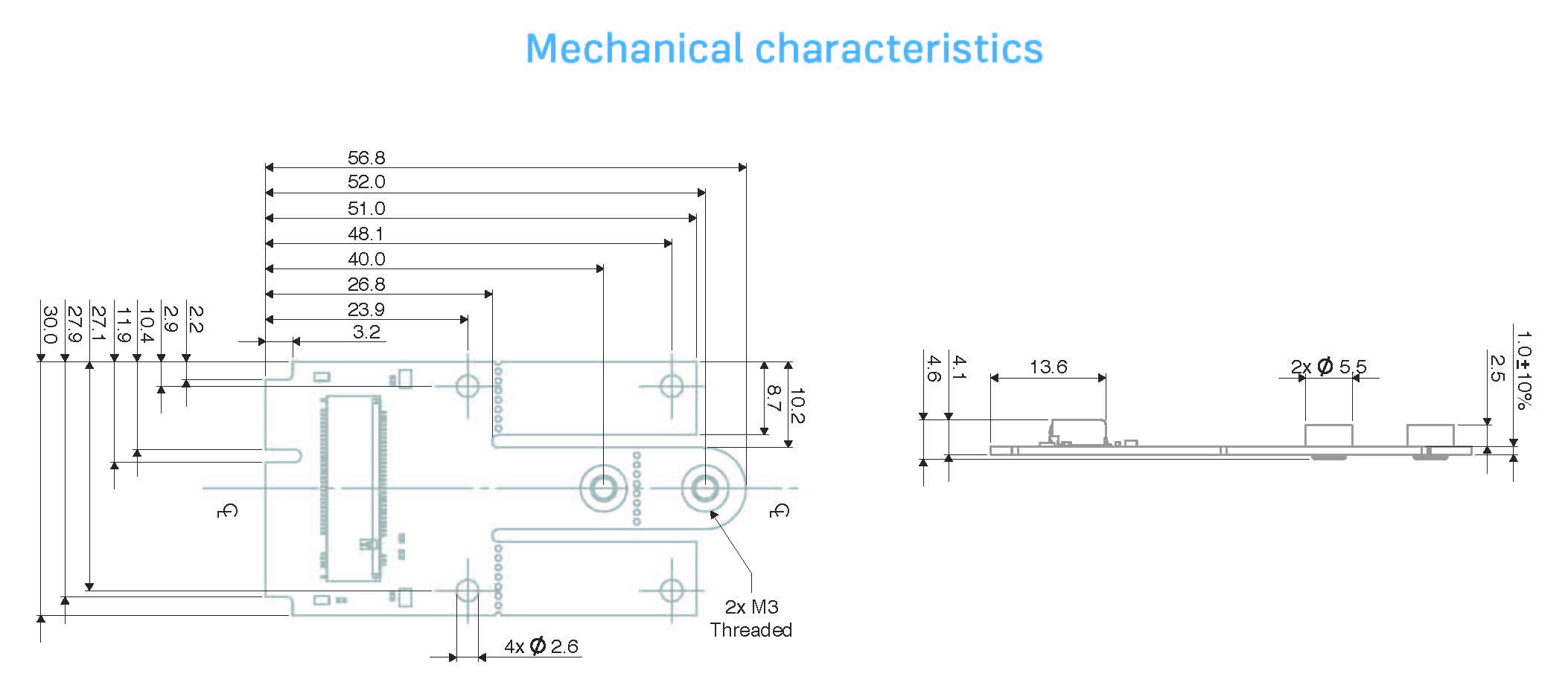 M.2 to mPCIe Adapter dimensions