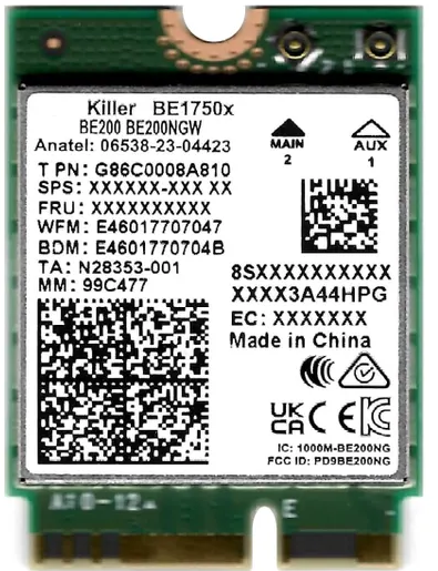 Killer™ BE1750X Gaming Wi-Fi modules